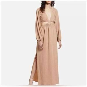 Floret Studios Tan Cut Out Maxi Dress S NWT.